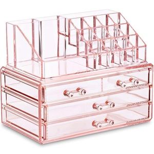 Acrylic Cosmetic Organizer - 2-piece set - champagne colour